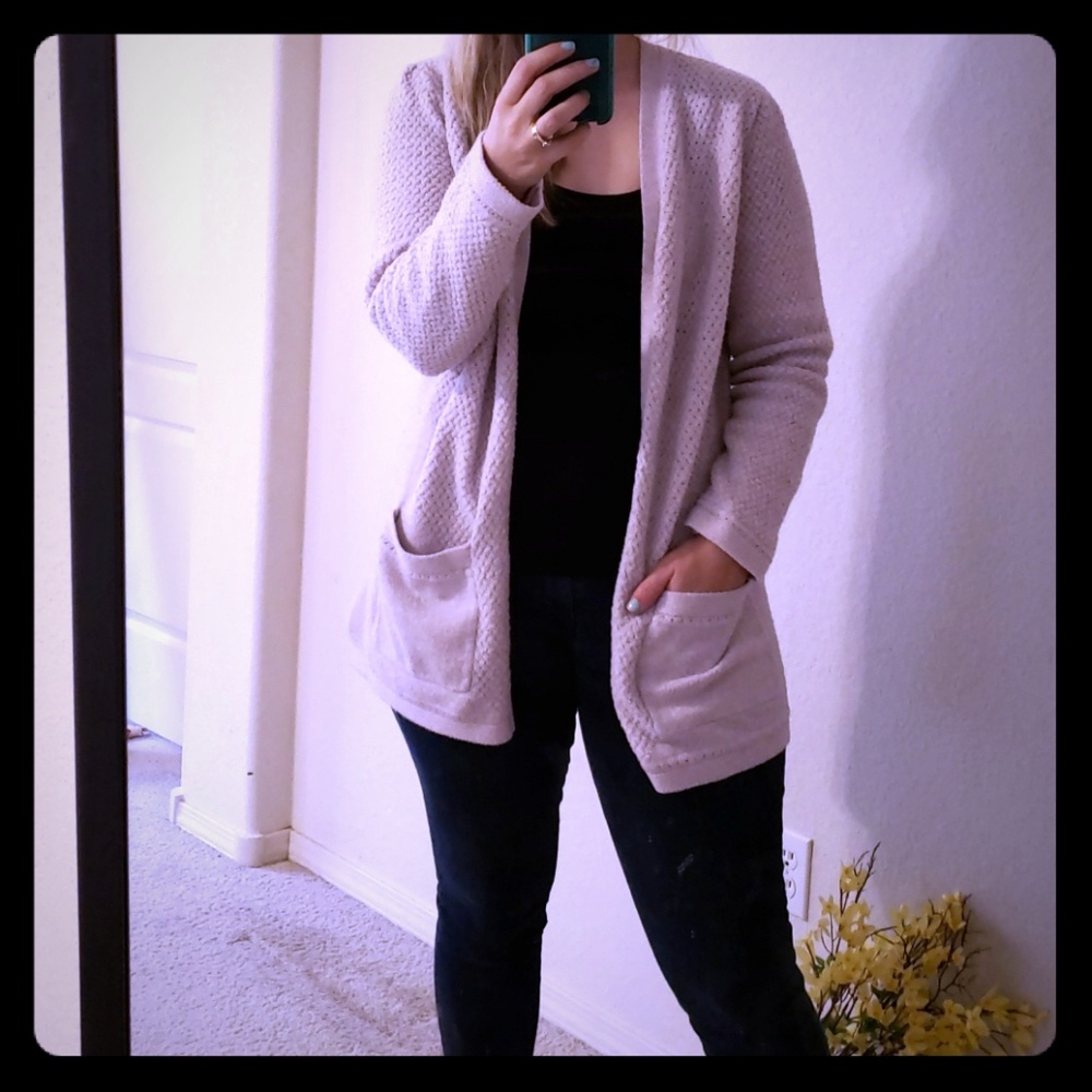 Maurice's pale pink knit cardigan sweater sz L